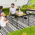 Folding Camping Table, 4.5ft Portable Table with 2 Wing Panels, Height Adjustable Metal Picnic Table