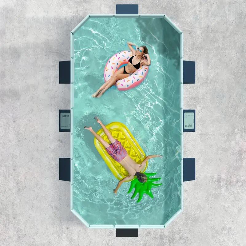 Inflatable PVC Swimming Pool with Easy Storage and Installation, Durable Design, Quick Water Management, 82.5" L x 54" W x 19.5" H, Blue