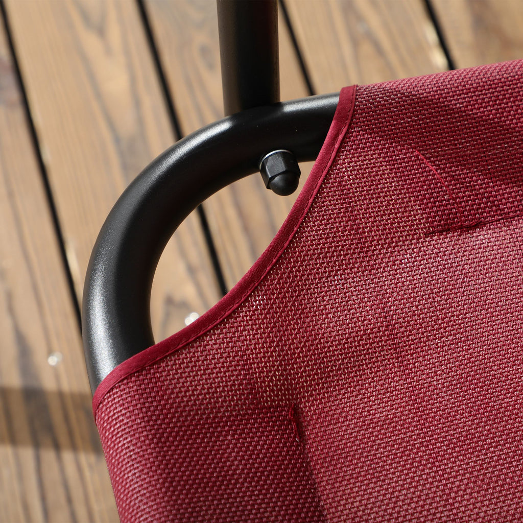 3-Person Porch Swing with Stand, Outdoor Swing for Patio Porch with Adjustable Tilt Canopy and Comfortable Swing Bench-Style Seat, Steel Frame, Wine Red