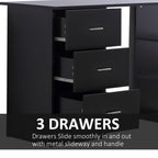 47" Home Office Computer Desk Bookcase Combo, Writing Table Workstation with 3 Drawer and Storage Shelf - Black