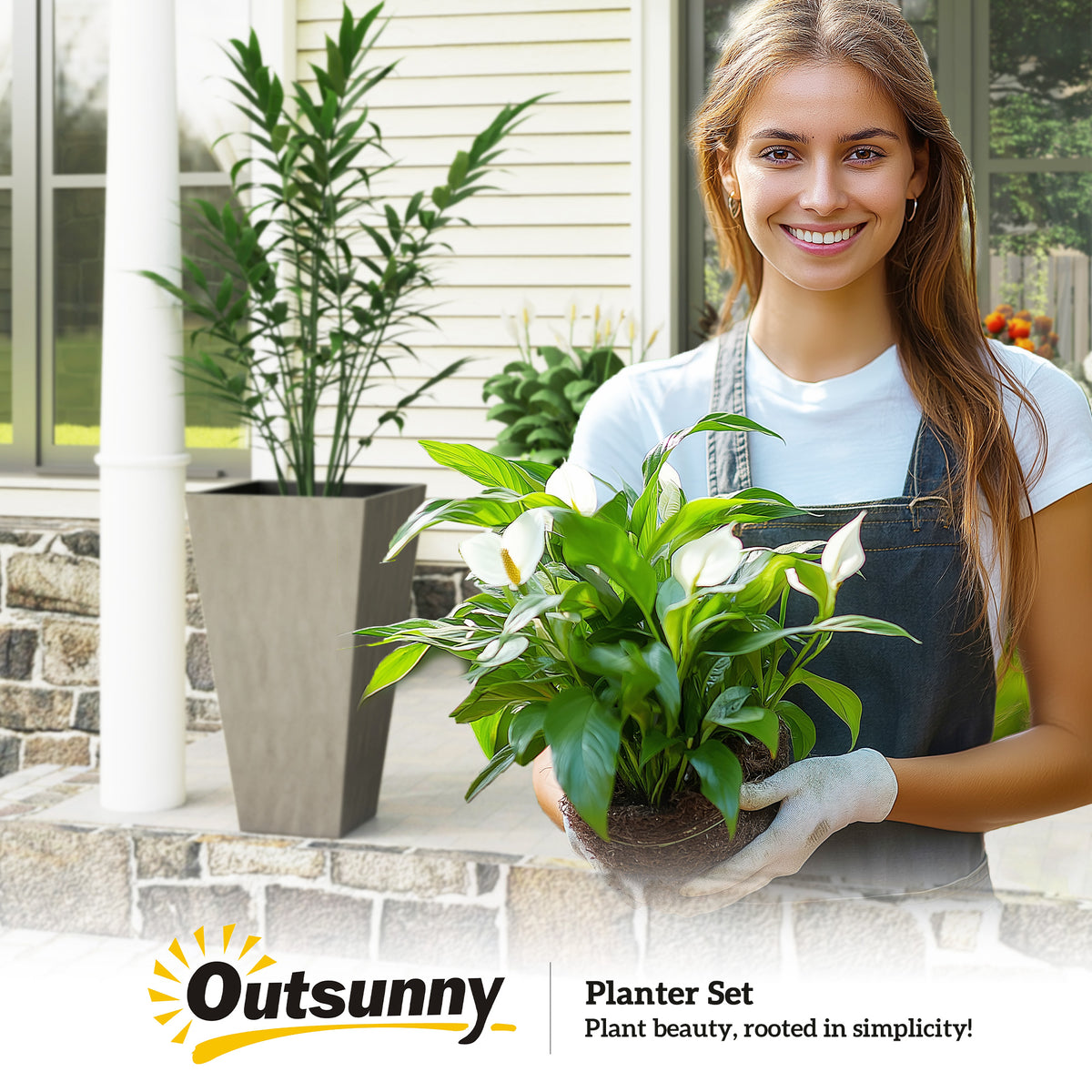 Tall Planters for Outdoor Plants Set of 3, 28 In Taper Planters with Drainage Holes, Indoor Grande Plant Pots, Front Porch Decor, Grey