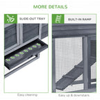 59" Small Wooden Chicken coop Hen House Poultry Cage for Outdoor Backyard with 2 Doors, Nesting Box and Removable Tray, Gray