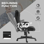 6 Point Executive Office Chair with Heat, Velvet High Back Vibrating Massage Office Chair, Black