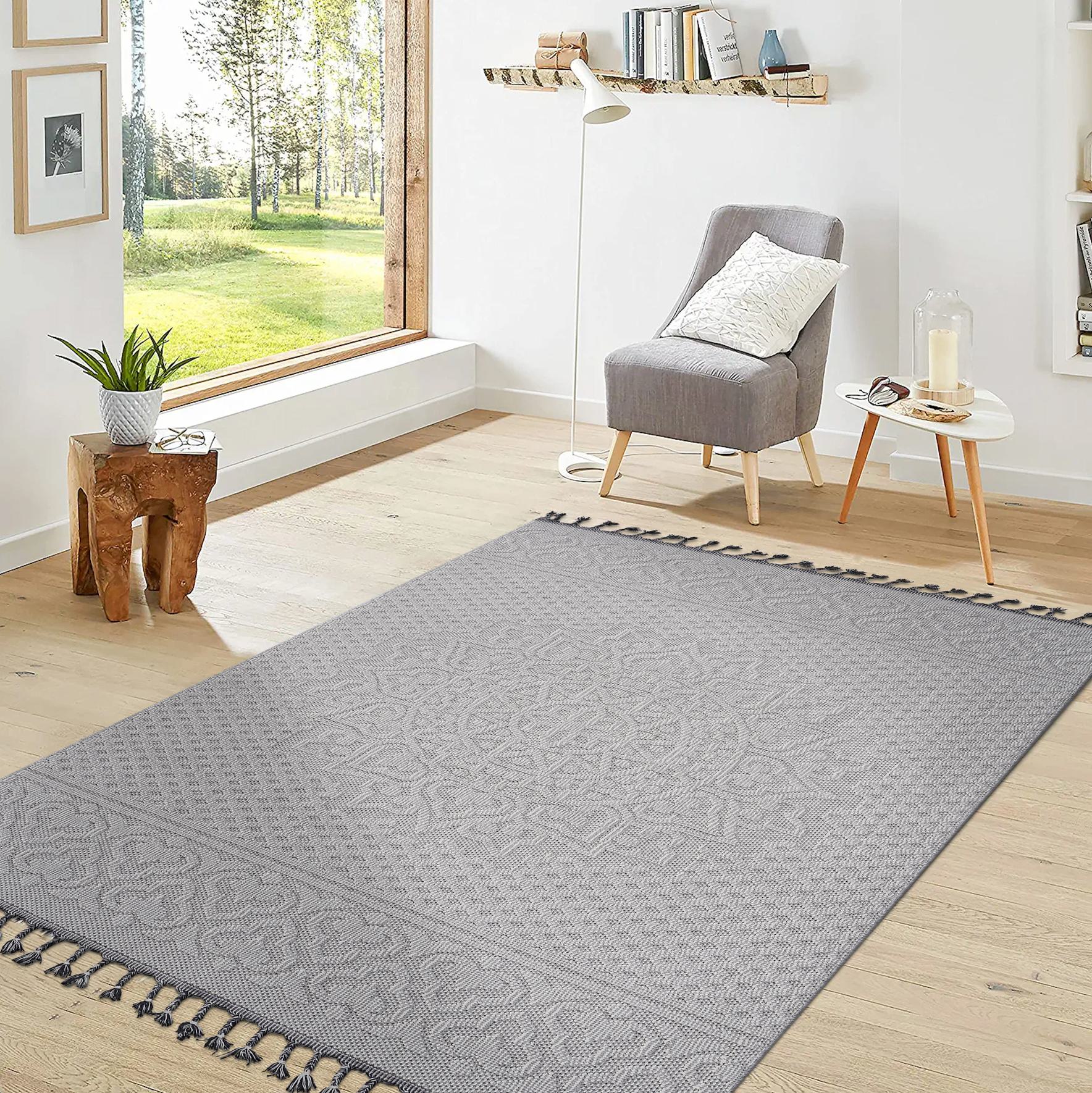 4x6 Stain Resistant Medallion Area Rug with Medium Pile, Easy Maintenance, Kid and Pet-Friendly Carpet, 74" L x 48" W x 0.3" H, White