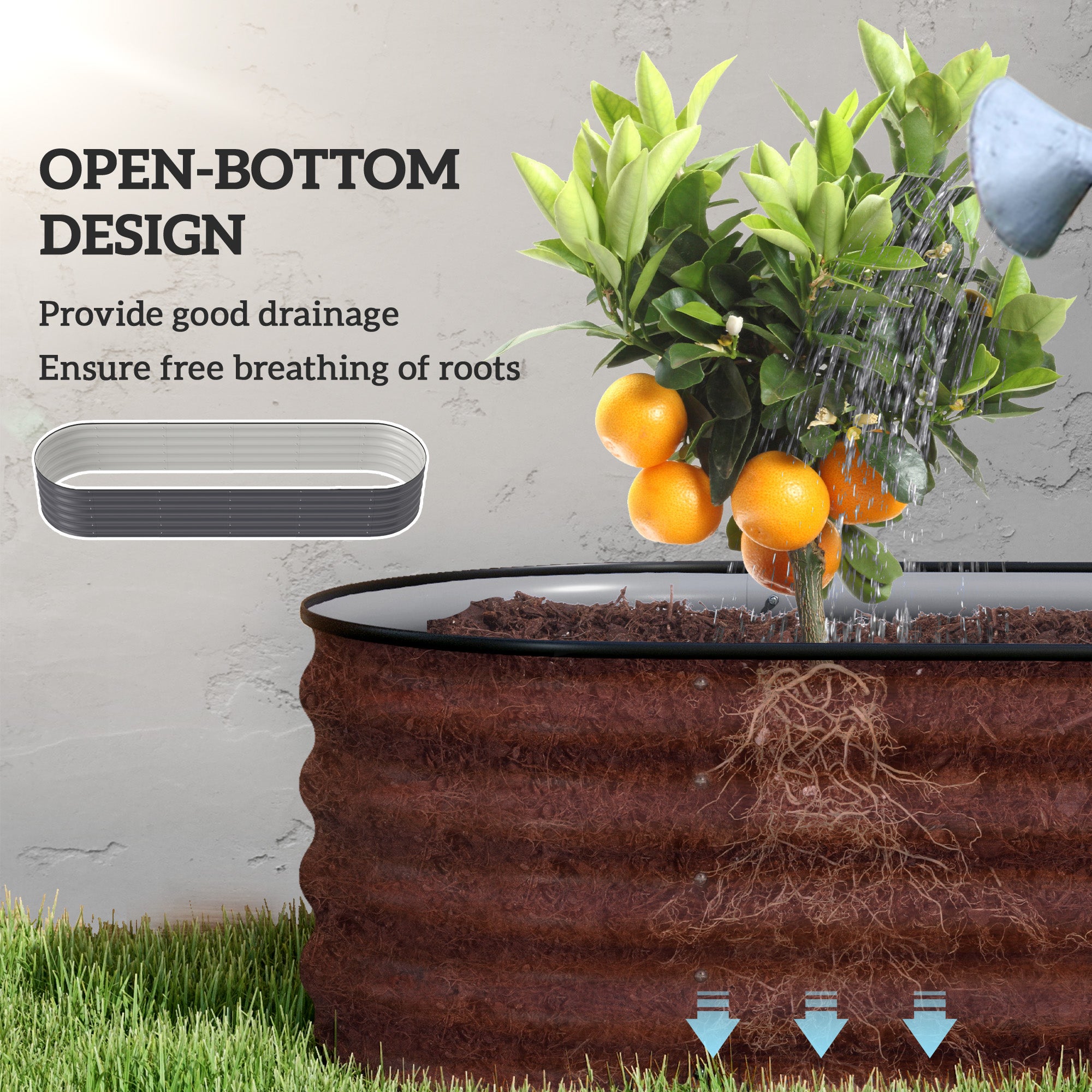 7.9' x 2' x 1.4' Galvanized Raised Garden Bed Kit, Metal Planter Box with Safety Edging, Dark Gray