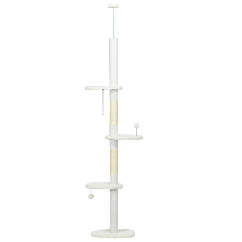 8.4' Floor to Ceiling Cat Tree, Adjustable Height, White