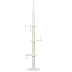 8.4' Floor to Ceiling Cat Tree, Adjustable Height, White