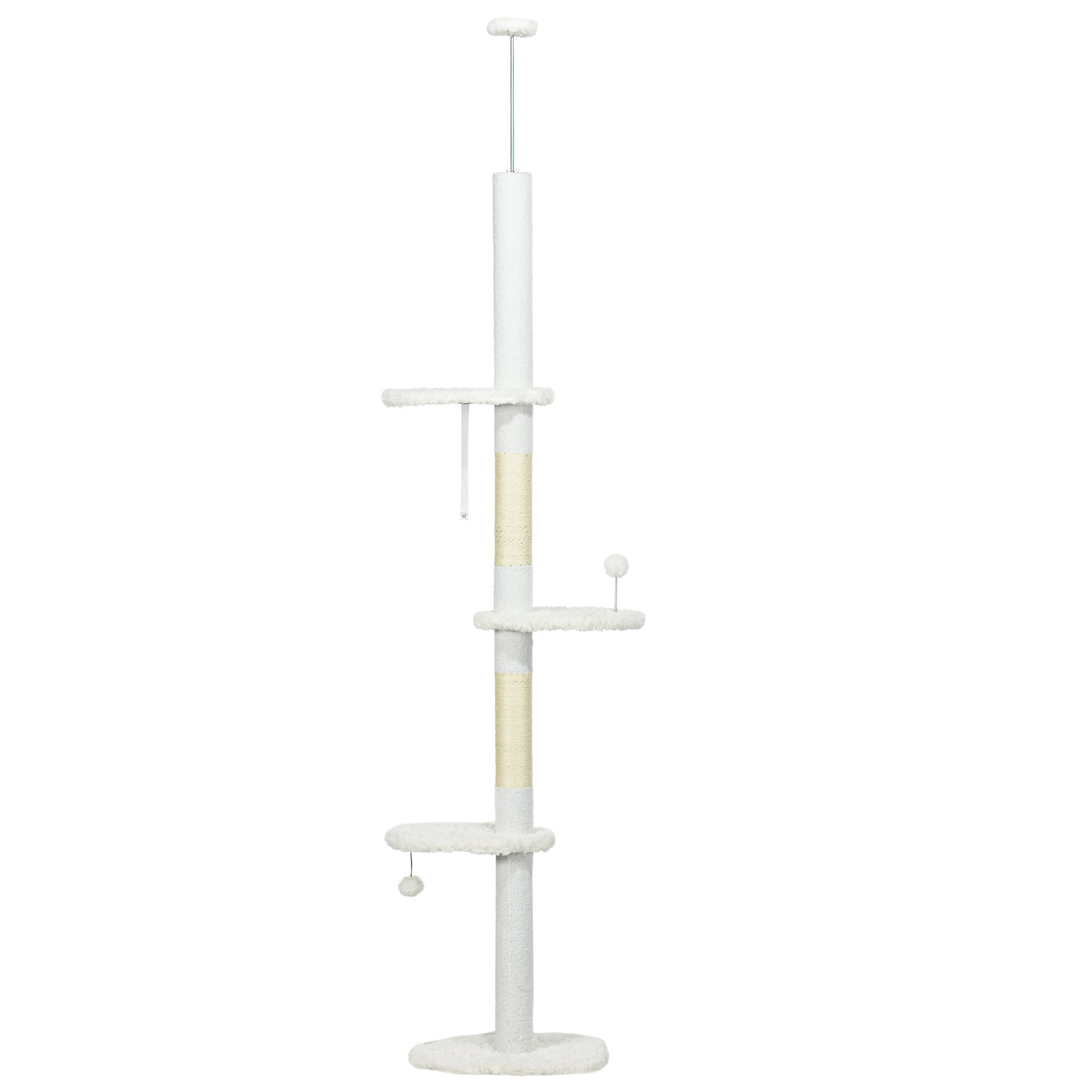 8.4' Floor to Ceiling Cat Tree, Adjustable Height, White