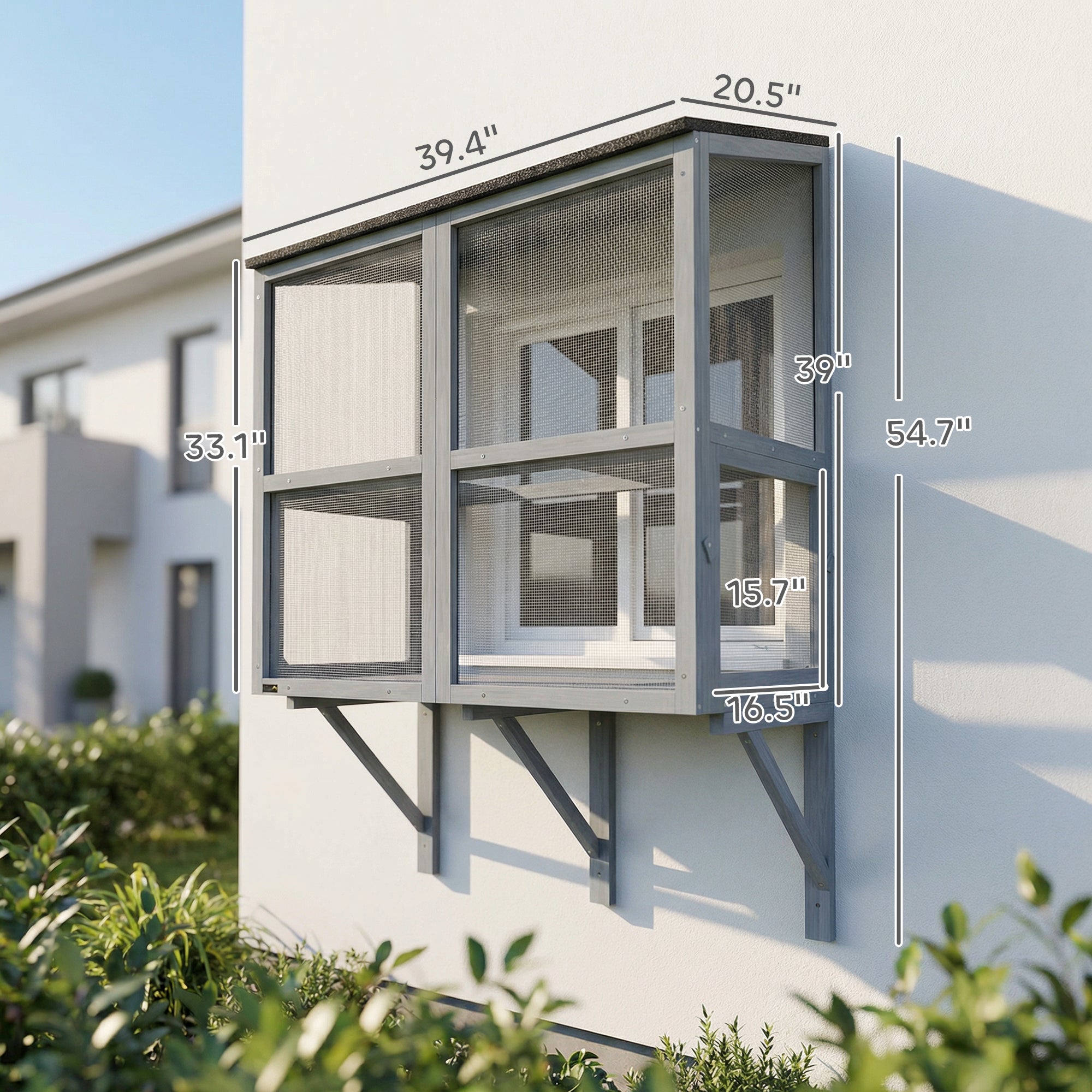 Catio Outdoor Cat Enclosure Outdoor Window Box Cat House with Waterproof Roof 39.4"L Gray