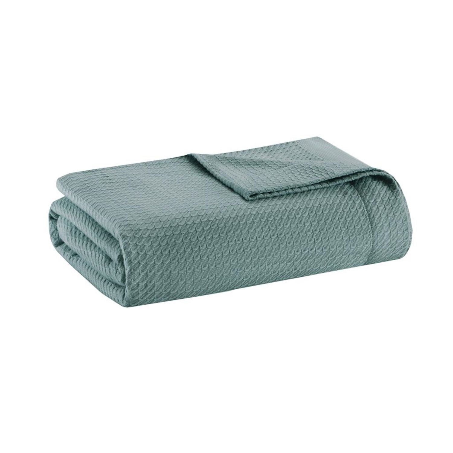 Machine Washable Egyptian Cotton Blanket with Breathable Weave, OEKO-TEX Certified, Perfect for Any Room, 90" L x 66" W x 0.25" H, Teal