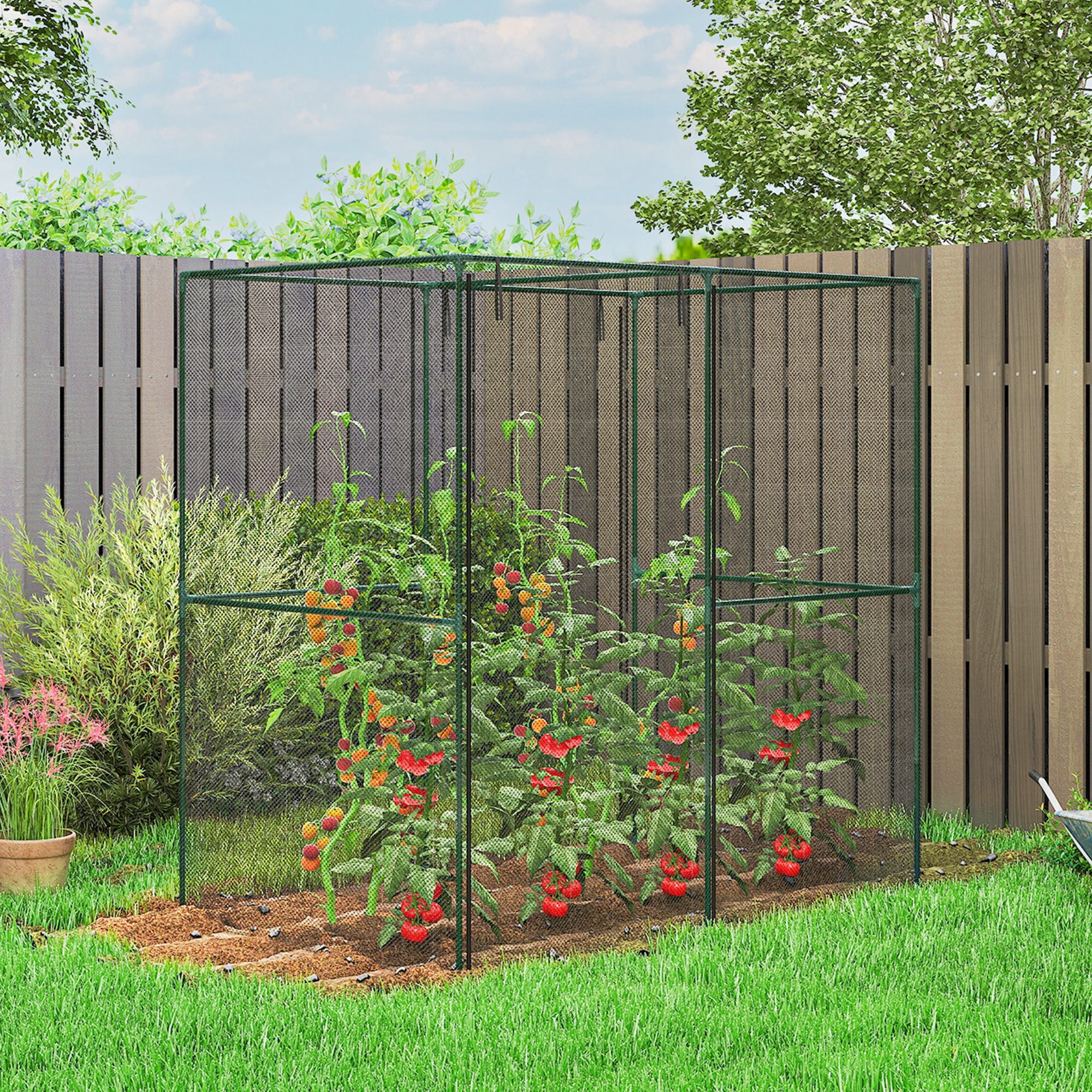 6' x 4' x 6' Crop Cage, Plant Protection Tent with Zippered Doors for Vegetable Garden, Backyard, Black