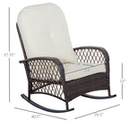 Outdoor PE Rattan Wicker Recliner Rocker Chair w/ Soft Cushion for Garden