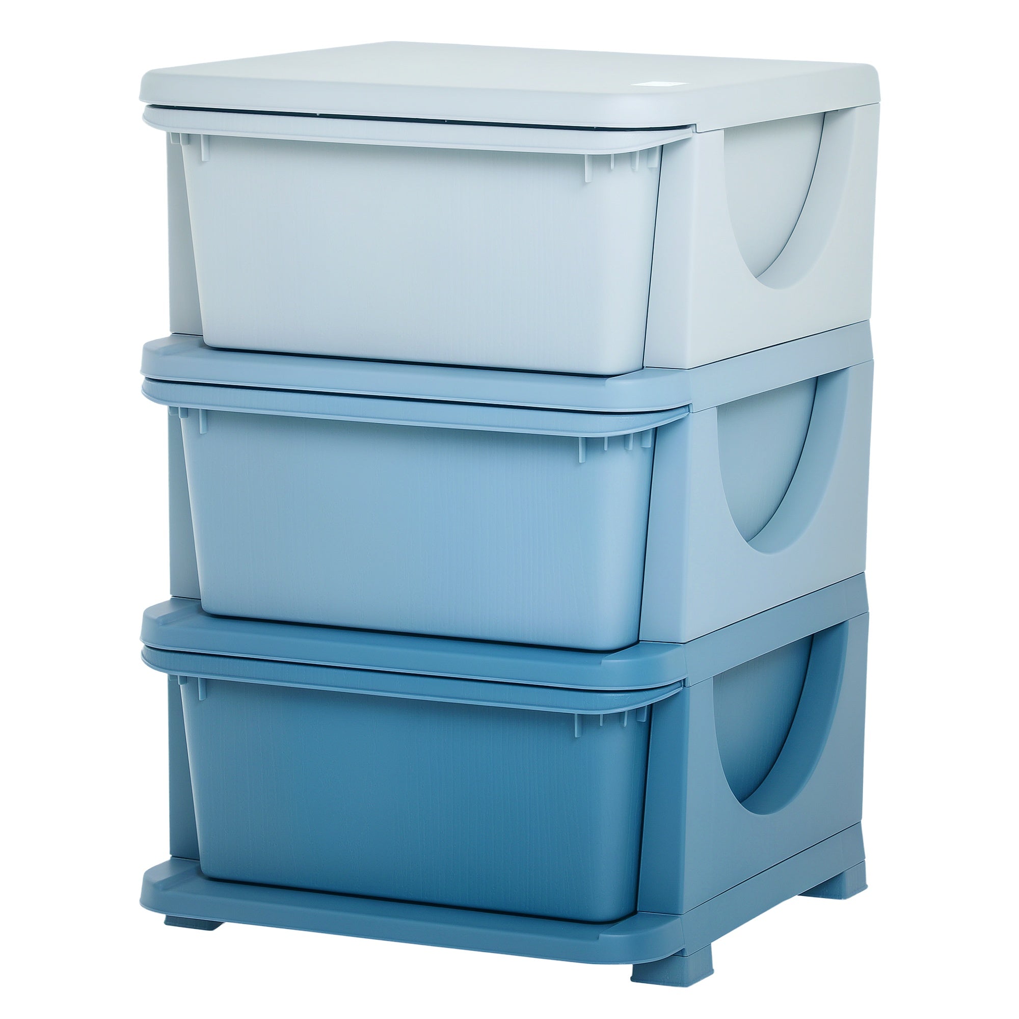 3 Tier Kids Storage Unit, Toy Organizers and Storage with 3 Drawer for Bedroom Nursery Living Room for Boys Girls, Blue