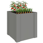 Raised Garden Bed Galvanized Planter Box Outdoor with Gloves for Gardening Vegetables, Flower, Herb, 1.4 x 1.4 x 1.5 ft, Gray