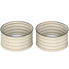 Set of 2 Raised Garden Bed, Metal Planter Box with Safety Edging, Easy-to-assemble Stock Tank, Cream