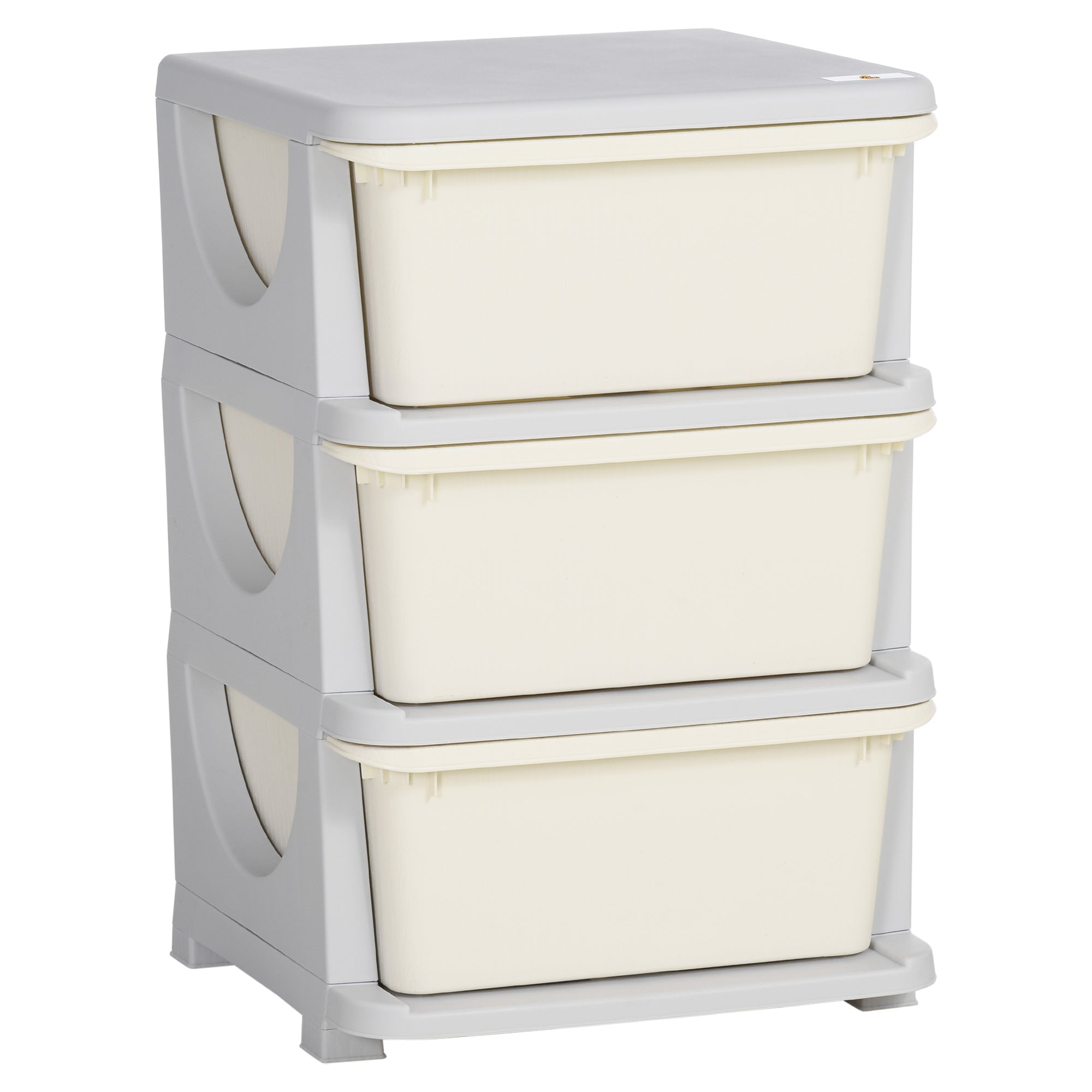 3 Drawers Kids Storage Unit, 3 Tier Stackable Toy Organizers and Storage Chest for Bedroom, Nursery, Playroom, Living Room, Boys, Girls, Toddlers, Cream White