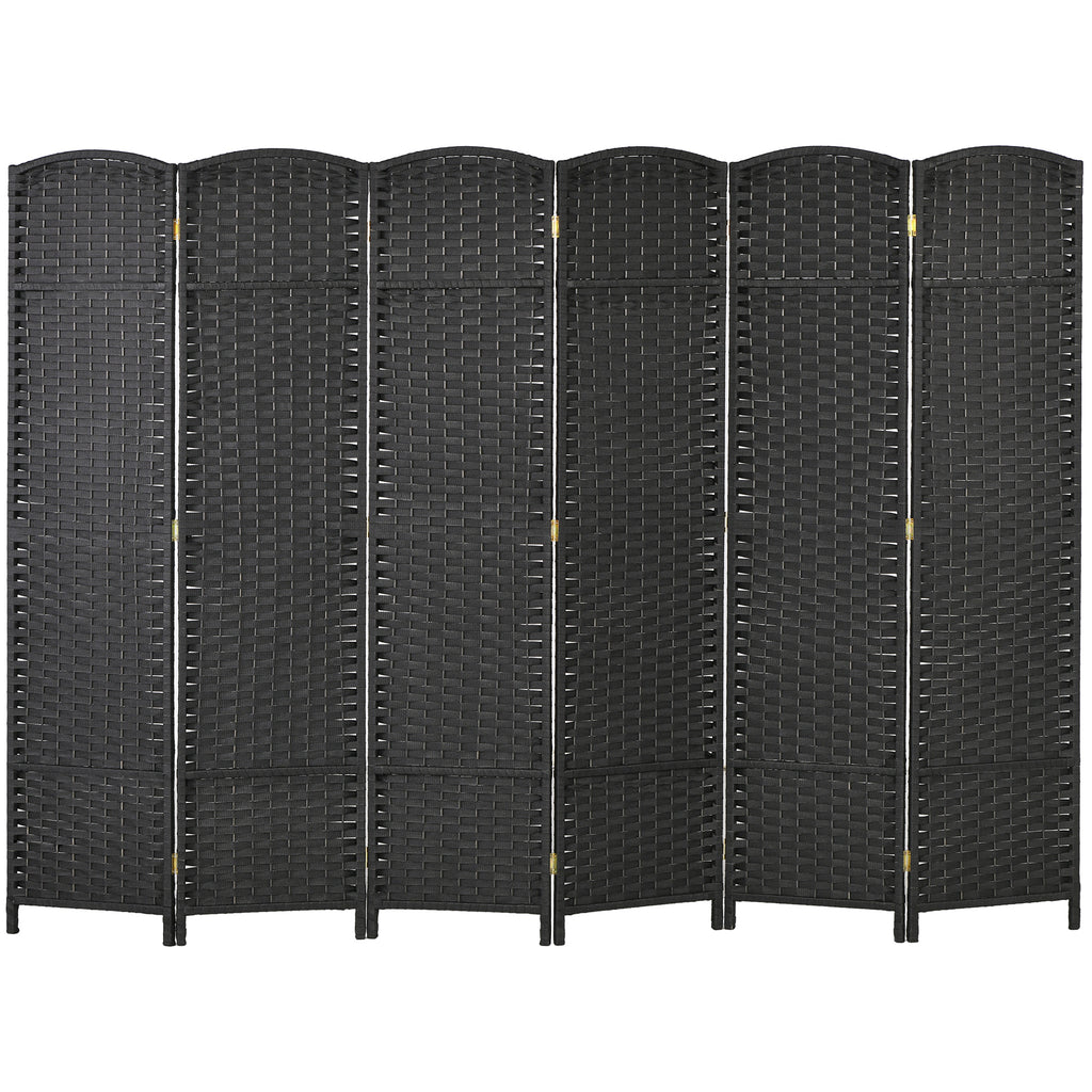 Folding Room Divider Screen 6 Panel 5.6 ' Tall Privacy Screen Freestanding Room Partition for Home Office, Black