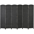 Folding Room Divider Screen 6 Panel 5.6 ' Tall Privacy Screen Freestanding Room Partition for Home Office, Black