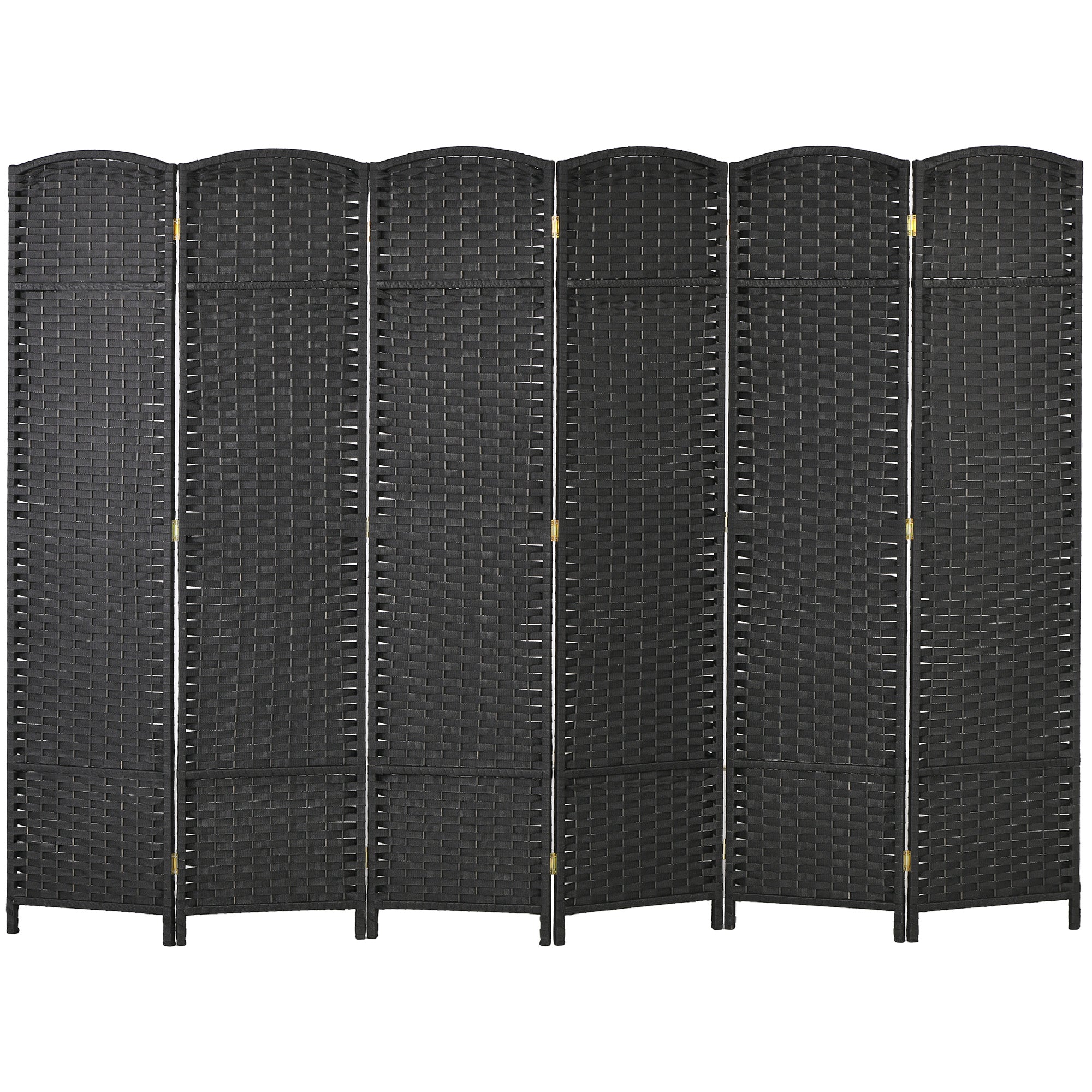 Folding Room Divider Screen 6 Panel 5.6 ' Tall Privacy Screen Freestanding Room Partition for Home Office, Black
