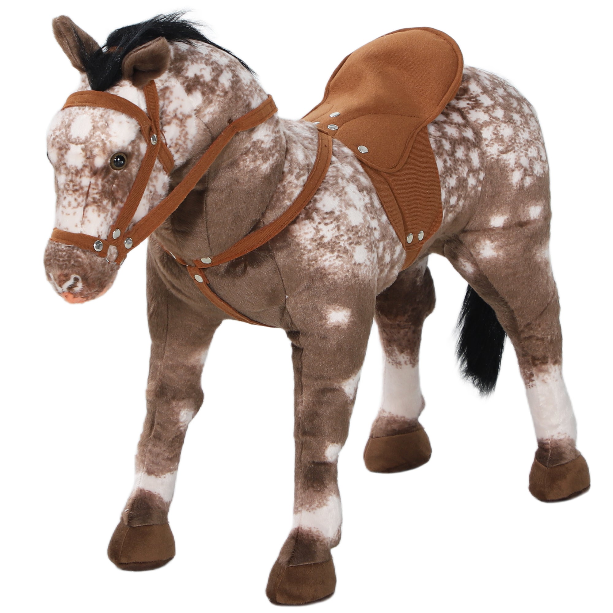 Kids Ride on Horse with Neighing Sound, Saddle for Ages 3-8