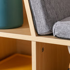 6-Cubby Kids Bookcase with Reading Nook and Cushion, Multi-Purpose Storage Organizer for Bedroom, Living Room, Natural