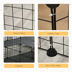 Pet Playpen with Door, Metal Mesh Cage with Mallet, Black