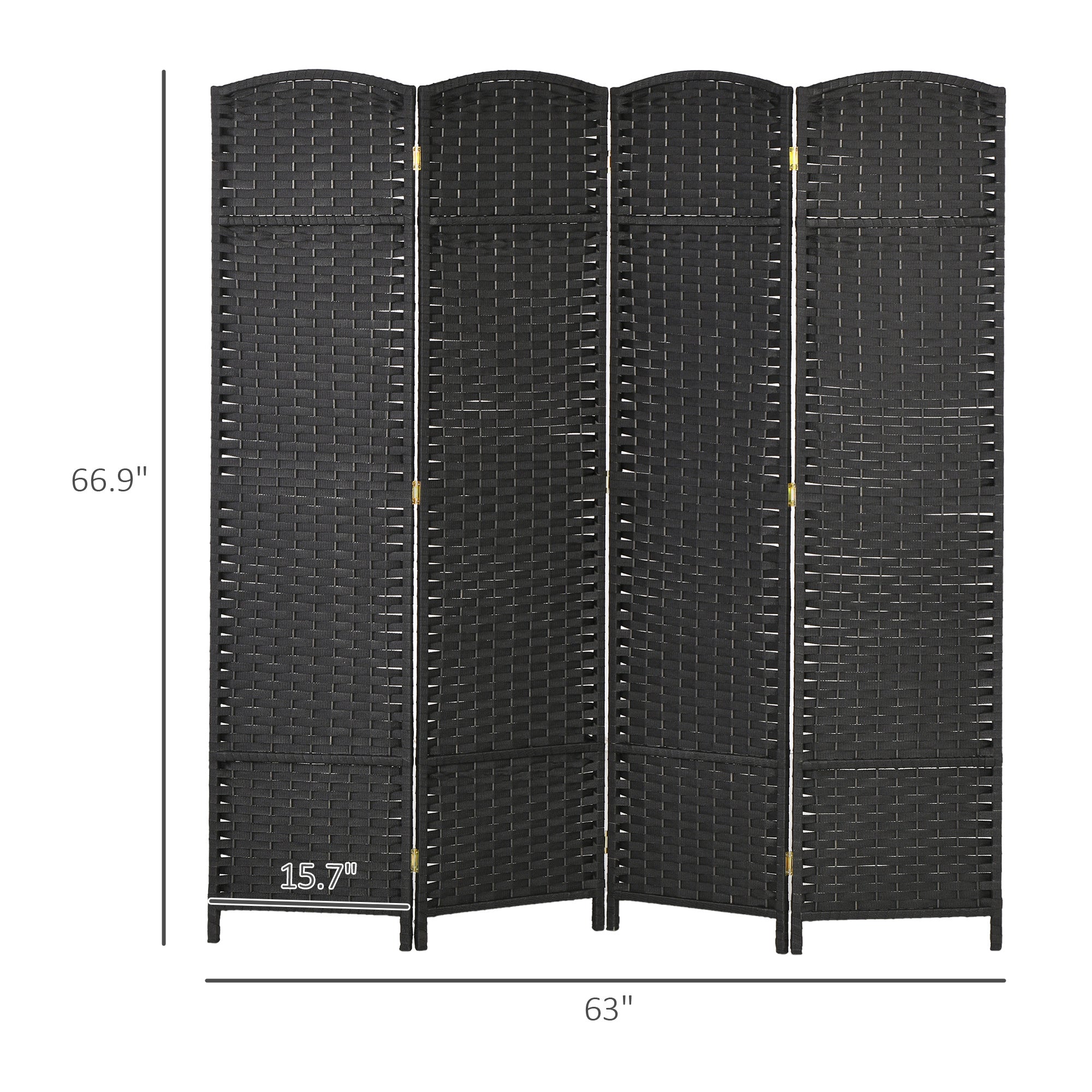 Folding Room Divider Screen 4 Panel 5.6 ' Tall Privacy Screen Freestanding Room Partition for Home Office, Black