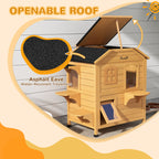 2-story Cat House Outdoor, Weatherproof Wooden Cat Enclosure for Feral Cats with Escape Door, Openable Roof, Jumping Platforms, Natural