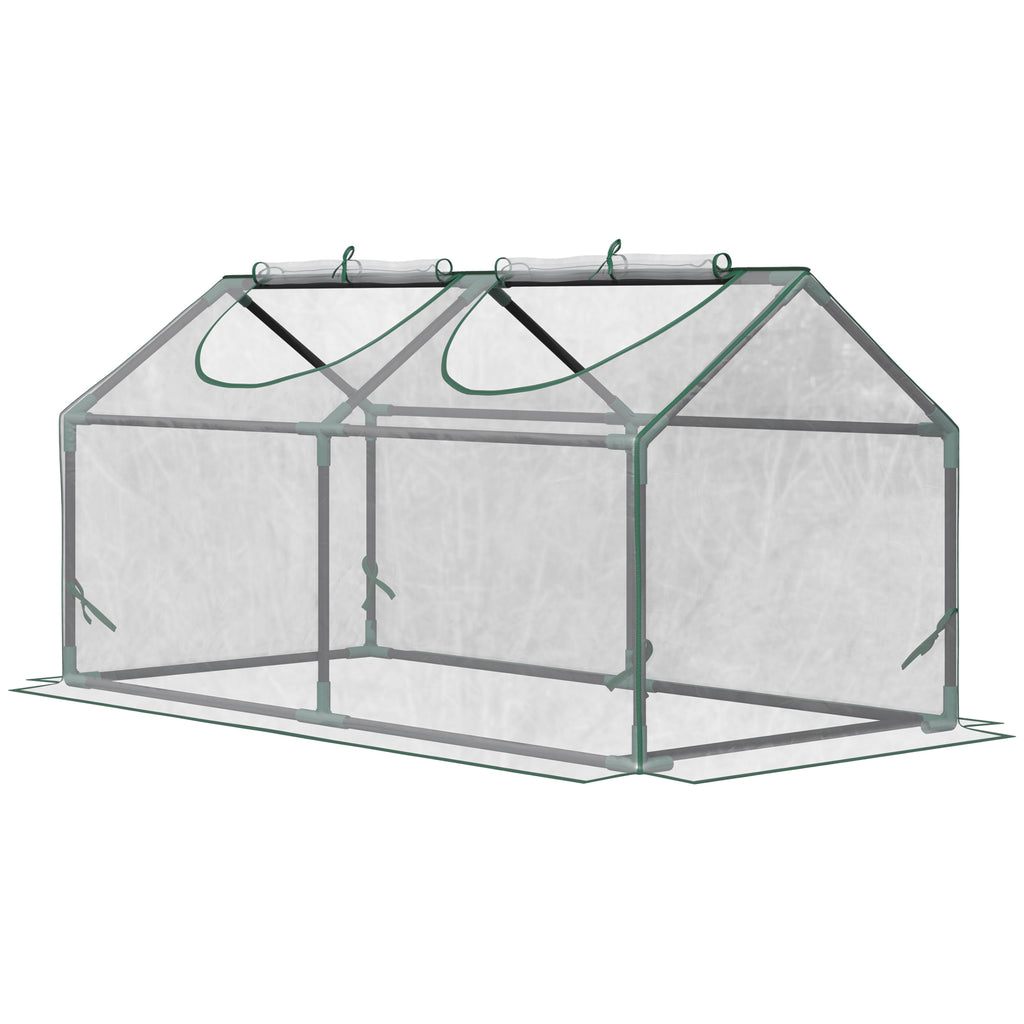 4' x 2' x 2' Portable Mini Greenhouse, Small Green House with PVC Cover, Roll-up Zippered Windows for Indoor, Outdoor Garden, Clear