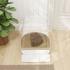 Cat Litter Box with Lid with Scoop and Filter, White