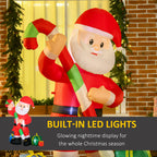 6ft Christmas Inflatables Outdoor Decorationss Decorations Santa Claus with Candy Cane, Blow-Up LED Yard Christmas Decor