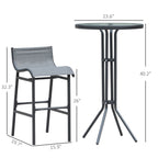 3 Piece Bar Height Outdoor Bistro Set for 2, Charcoal Gray