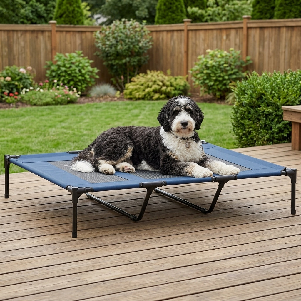48" x 36" Elevated Breathable Dog Bed w/ Carry Bag Dark Blue