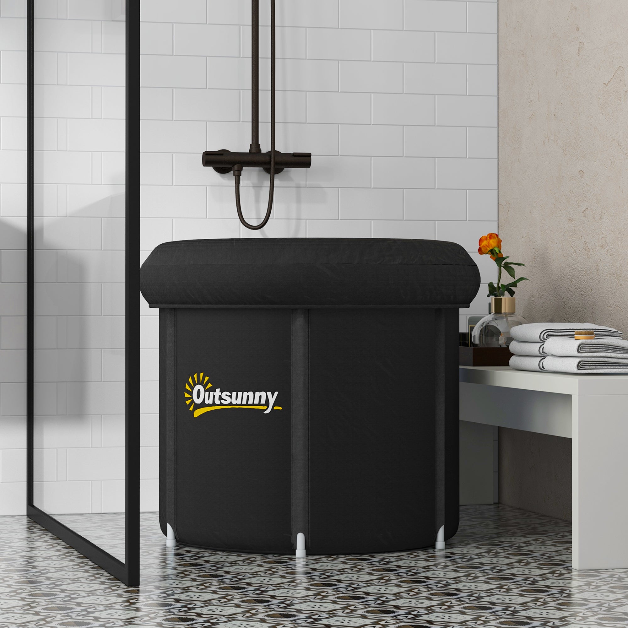 Cold Plunge Tub, Portable Ice Bath Cold Water Therapy Tub with Thermo Lid, for Athletes Recovery, Black