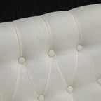 Upholstered Armless Fabric Loveseat with Button Tufted Design for Living Room with Wood Legs, Cream White