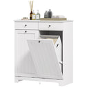Laundry Hamper Cabinet, Laundry Cabinet with 2 Tilt Out Laundry Baskets and 2 Drawers, White