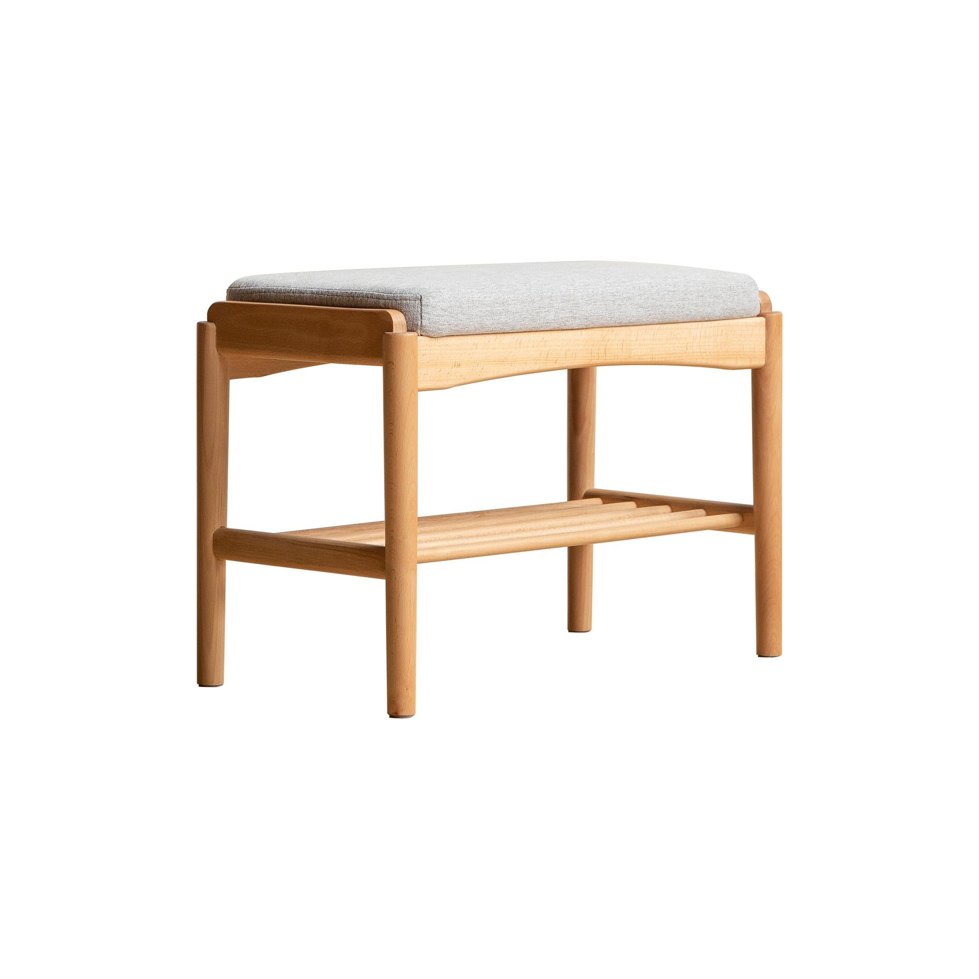 Solid Wood Shoe Bench with High-Rebound Sponge Cushion, Modern Storage Bench with Pine Inner Frame, 23.5″ L x 12″ W x 16.5″ H, Natural