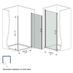 36" Pivot Shower Door with Safety Film and Tempered Glass, Bathroom Door with Stainless Steel Handle, 36" L x 0.5" W x 72" H, Brushed Nickel