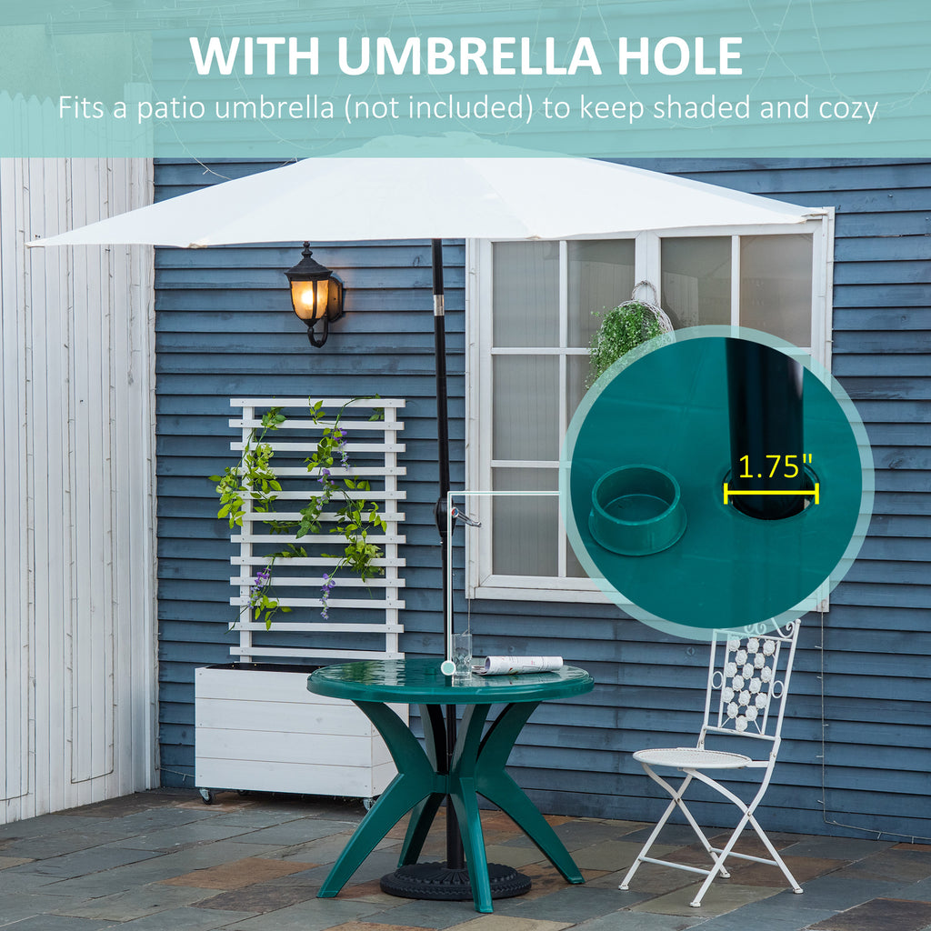 36.25" Dia Round Plastic Patio Table with Umbrella Hole, Outdoor Bistro Dining Table, for Bar, Garden, Backyard, Poolside, Yard, Green