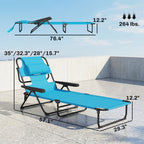 Folding Lounge Chair w/ Reclining Back, Light Blue