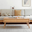 Versatile Lift-Top Coffee Table with Hidden 3-Compartment Storage, Practical Center Table with Elevating Work Surface, 39.5″ L x 23.5″ W x 17.5″ H, Natural Wood