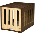 Furniture Style Dog Crate End Table with Removable Door Panel, Dog Crate Bed with Foam Cushion, Safety Lock, Indoor Use, for Small & Medium Dogs, Brown