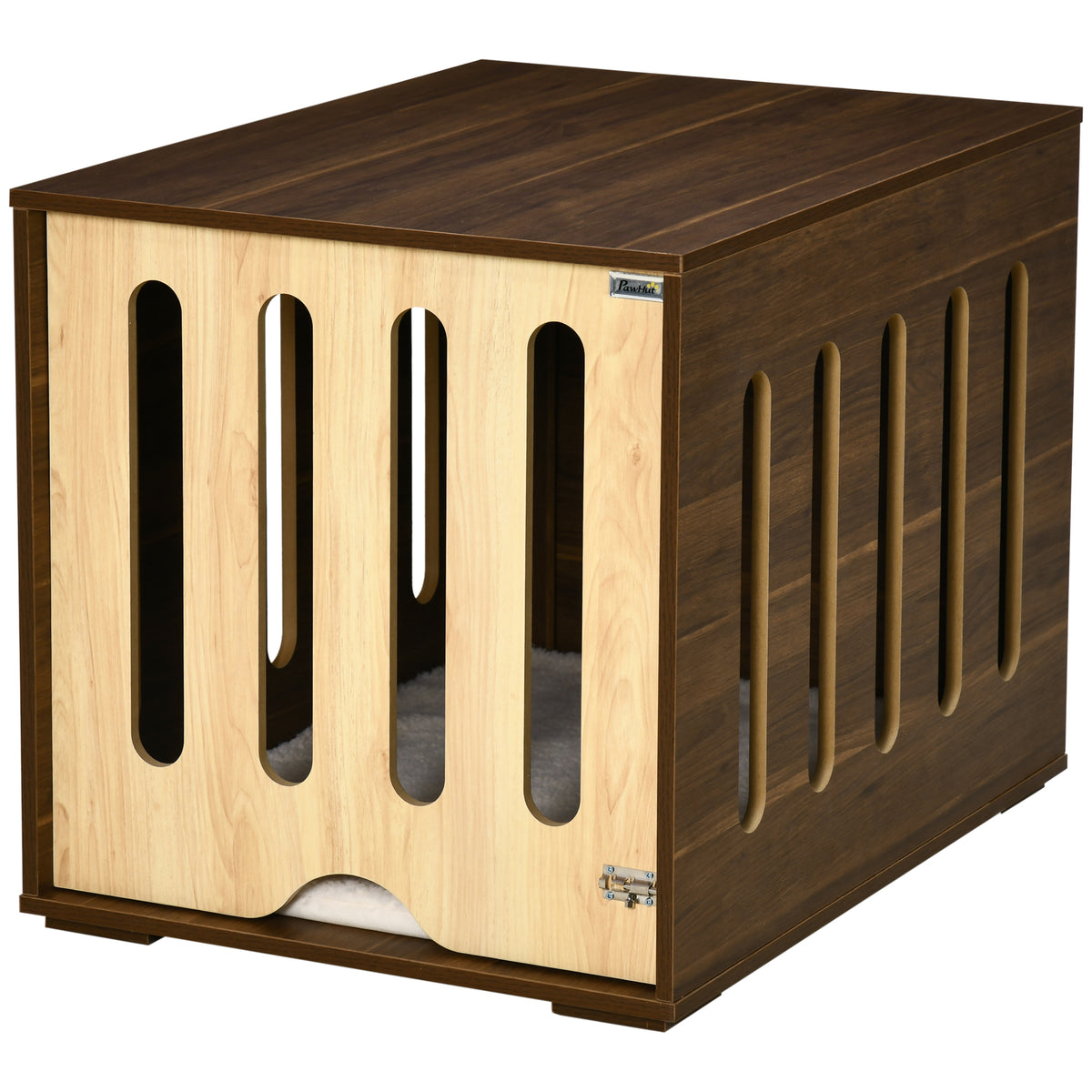 Furniture Style Dog Crate End Table with Removable Door Panel, Dog Crate Bed with Foam Cushion, Safety Lock, Indoor Use, for Small & Medium Dogs, Brown