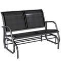 2-Person Outdoor Glider Bench, Patio Double Swing Rocking Chair Loveseat w/Powder Coated Steel Frame for Backyard Garden Porch, Black