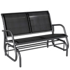 2-Person Outdoor Glider Bench, Patio Double Swing Rocking Chair Loveseat w/Powder Coated Steel Frame for Backyard Garden Porch, Black