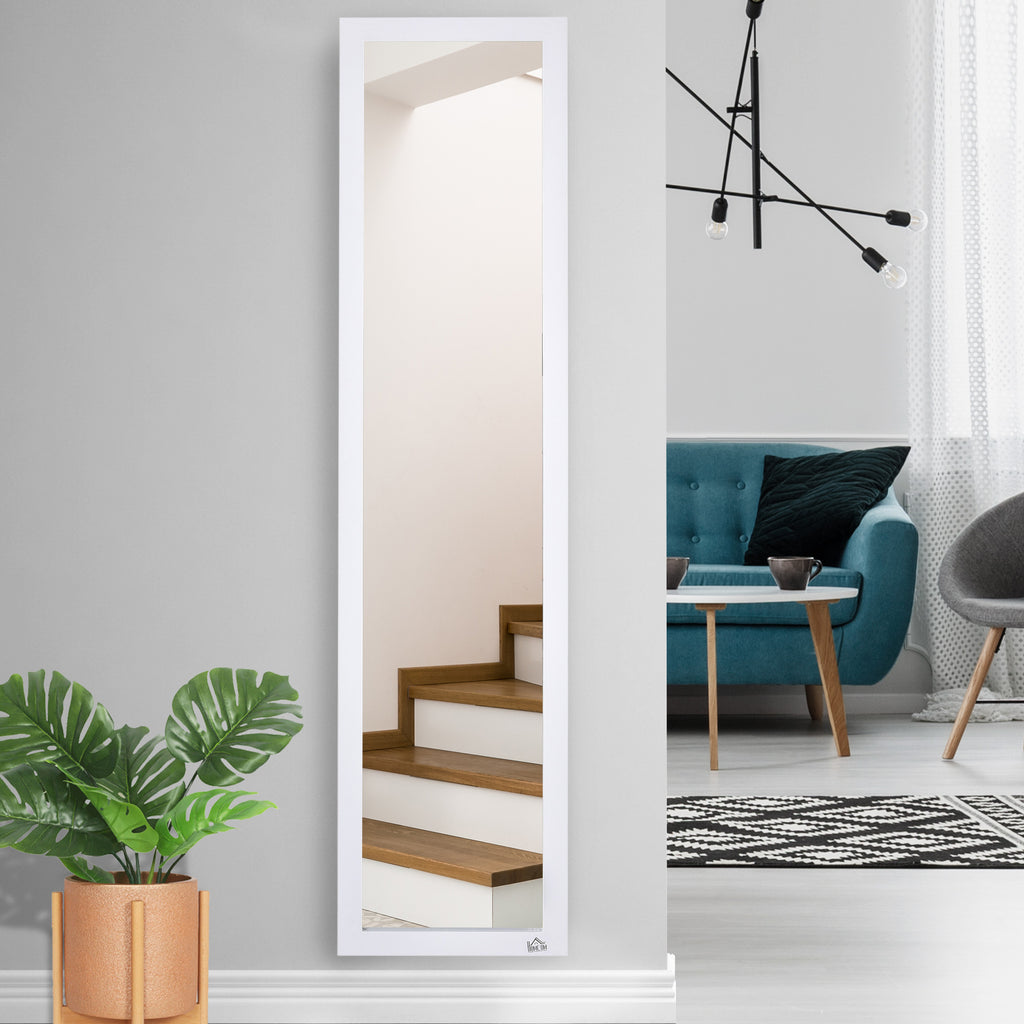 Full Length Glass Mirror, Freestanding or Wall Mounted Dress Mirror for Bedroom, Living Room, Bathroom, White