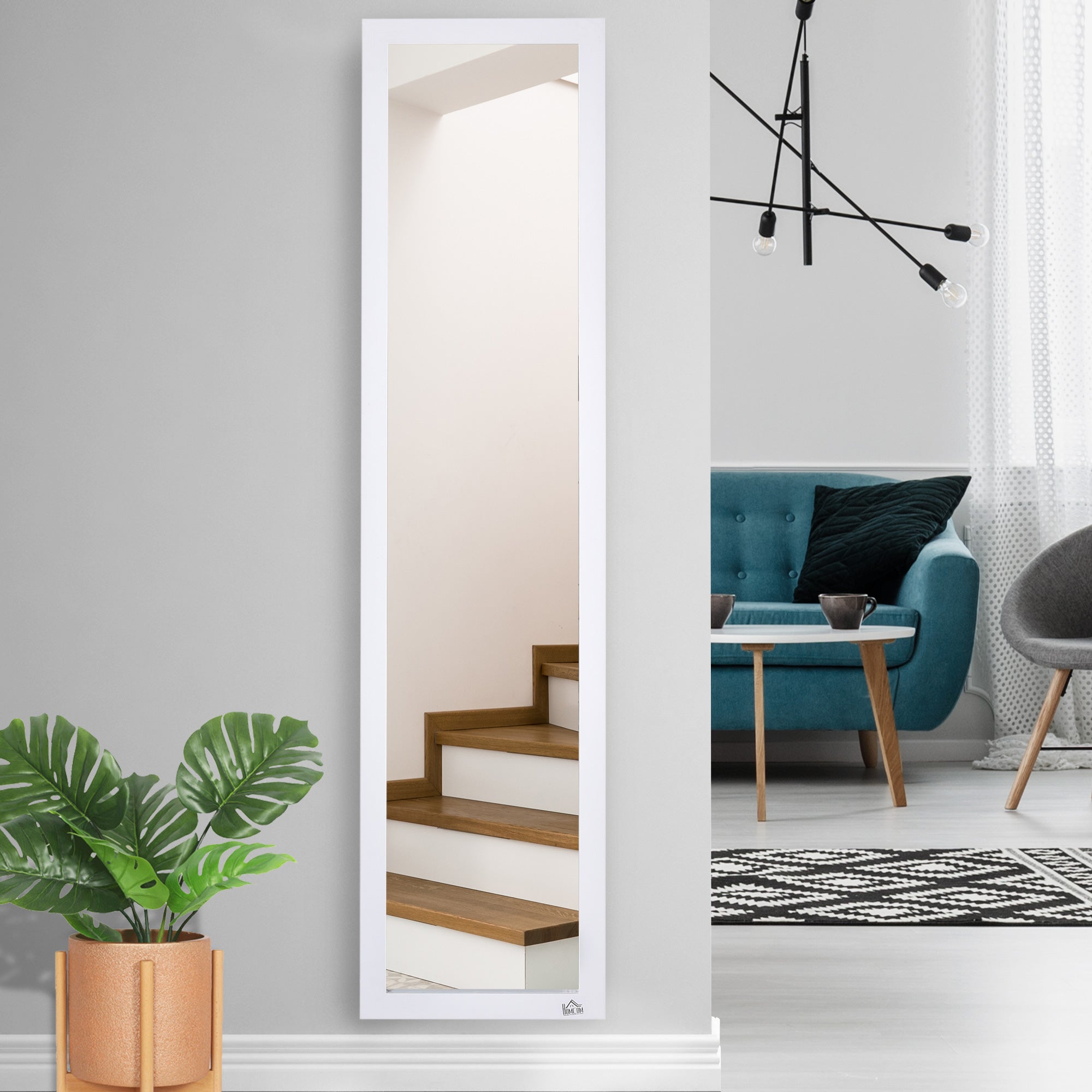 Full Length Glass Mirror, Freestanding or Wall Mounted Dress Mirror for Bedroom, Living Room, Bathroom, White
