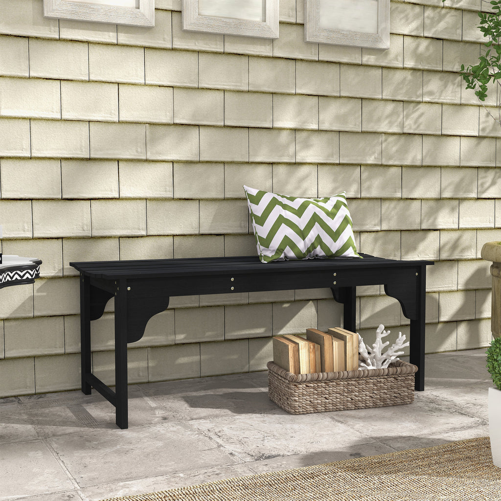 Slatted Wooden Garden Bench, Curved Seat Front Porch Bench, Black