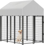 Outdoor Dog Kennel with Roof, 6' x 4' x 6' Heavy Duty Welded Wire Dog Playpen Enclosure with Escape-proof Lock