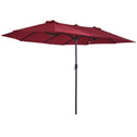 Extra Large 15 ft Patio Umbrella, Double-Sided Wide Outdoor Umbrella with Crank Handle and Air Vents for Backyard, Deck, Pool, Market, Wine Red